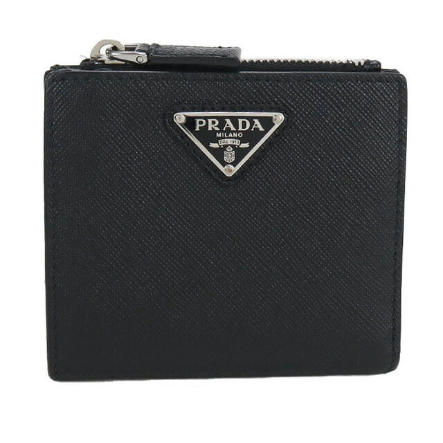 中古 プラダ 二折財布 メンズ ブランド PRADA サフィアーノレザー財布 レザー ブラック 財布 USDPR99410011