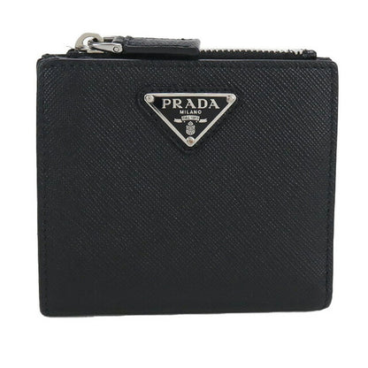 中古 プラダ 二折財布 メンズ ブランド PRADA サフィアーノレザー財布 レザー ブラック 財布 USDPR99410011
