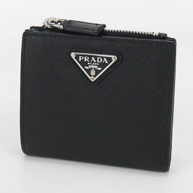 中古 プラダ 二折財布 メンズ ブランド PRADA サフィアーノレザー財布 レザー ブラック 財布 USDPR99410011