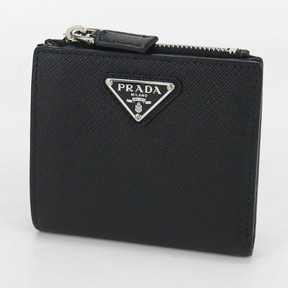 中古 プラダ 二折財布 メンズ ブランド PRADA サフィアーノレザー財布 レザー ブラック 財布 USDPR99410011