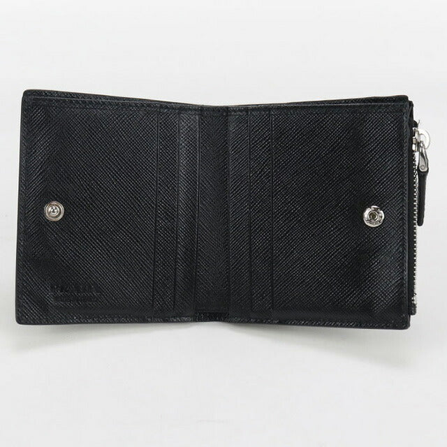 中古 プラダ 二折財布 メンズ ブランド PRADA サフィアーノレザー財布 レザー ブラック 財布 USDPR99410011