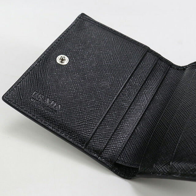 中古 プラダ 二折財布 メンズ ブランド PRADA サフィアーノレザー財布 レザー ブラック 財布 USDPR99410011