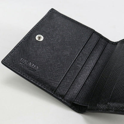中古 プラダ 二折財布 メンズ ブランド PRADA サフィアーノレザー財布 レザー ブラック 財布 USDPR99410011
