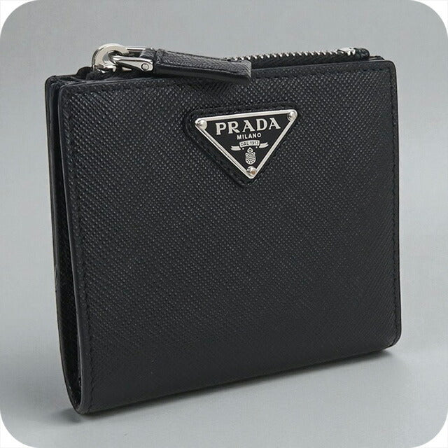 【美品】PRADA サフィアーノレザー 二つ折り財布 ブラック 中古 プラダ 二折財布 メンズ ブランド PRADA サフィアーノレザー財布