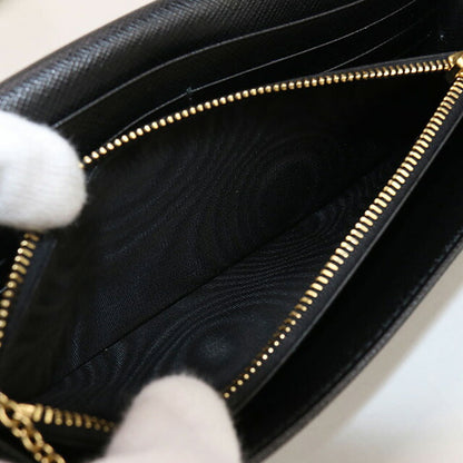 中古 プラダ 長財布二折 レディース ブランド PRADA サフィアーノトライアングル財布 レザー 1MH132 QHH F0002 ブラック 財布 USDPR99831011