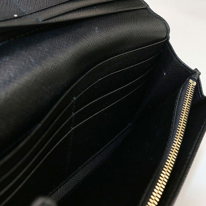 中古 プラダ 長財布二折 レディース ブランド PRADA サフィアーノトライアングル財布 レザー 1MH132 QHH F0002 ブラック 財布 USDPR99831011