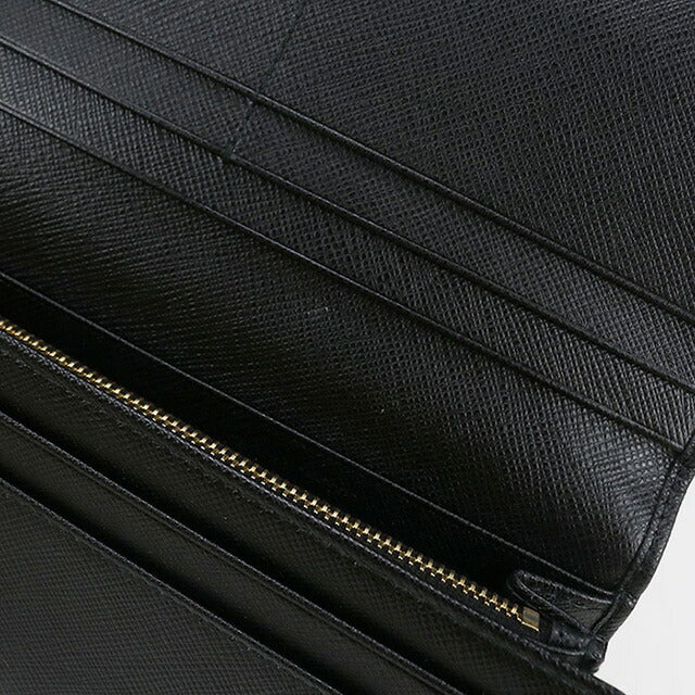 中古 プラダ 長財布二折 レディース ブランド PRADA サフィアーノトライアングル財布 レザー 1MH132 QHH F0002 ブラック 財布 USDPR99831011
