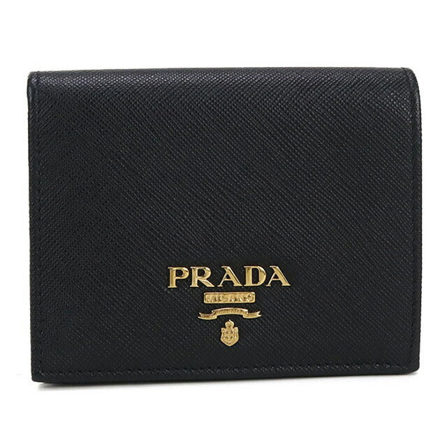 中古 プラダ 二折財布 レディース ブランド PRADA サフィアーノマルチカラー財布 レザー 1MV204 ブラック 財布 USDPR99832011