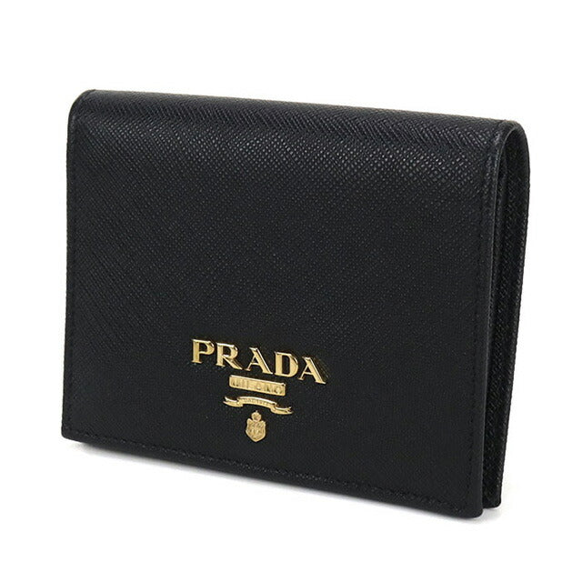 中古 プラダ 二折財布 レディース ブランド PRADA サフィアーノマルチカラー財布 レザー 1MV204 ブラック 財布 USDPR99832011