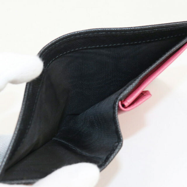 中古 プラダ 二折財布 レディース ブランド PRADA サフィアーノマルチカラー財布 レザー 1MV204 ブラック 財布 USDPR99832011