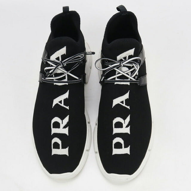 中古 プラダ スニーカー メンズ ブランド PRADA ロゴ ブラック