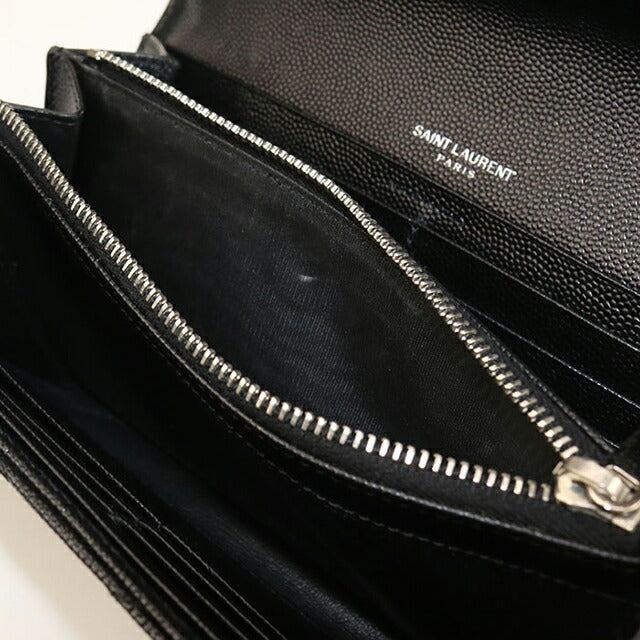 中古 サンローラン 長財布二折 レディース ブランド SAINT LAURENT モノグラム ラージフラップウォレット レザー 372264 ブラック 財布 USDSL102621011