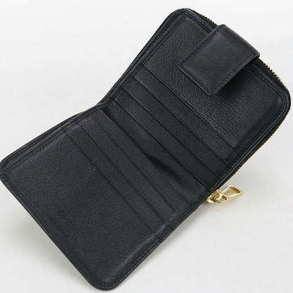 中古 サンローラン 二折財布 レディース ブランド SAINT LAURENT コンパクトジップウォレット レザー 568985 ブラック 財布 USDSL102985011