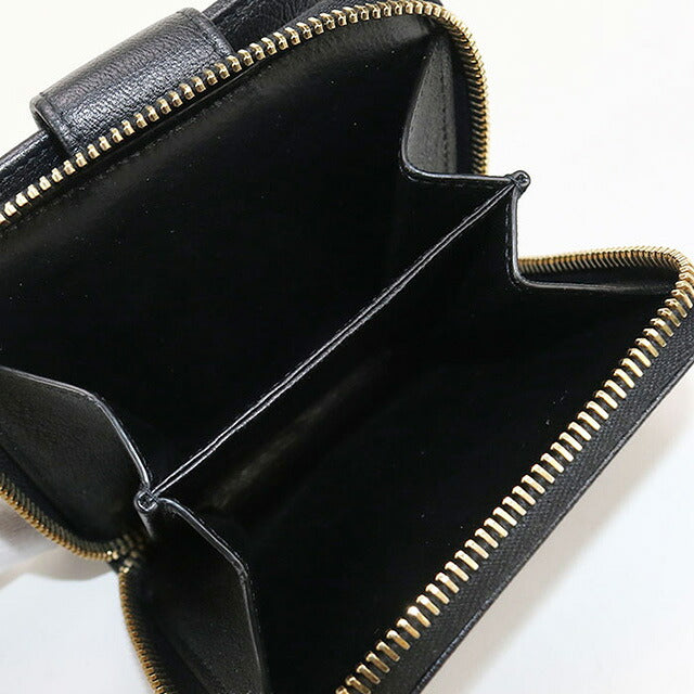 中古 サンローラン 二折財布 レディース ブランド SAINT LAURENT コンパクトジップウォレット レザー 568985 ブラック 財布 USDSL102985011