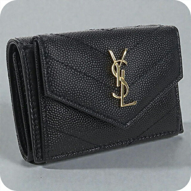 中古 サンローラン 三つ折り財布 レディース ブランド SAINT LAURENT モノグラム タイニーウォレット 602791 ブラック 財布 USDSL103594011