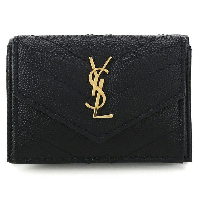 中古 サンローラン 三つ折り財布 レディース ブランド SAINT LAURENT モノグラム タイニーウォレット 602791 ブラック 財布 USDSL103594011