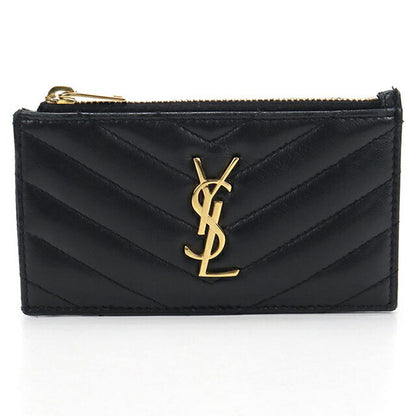 中古 サンローラン コインケース レディース ブランド SAINT LAURENT カサンドラ フラグメント ジップカードケース 607915 ブラック 財布 USDSL103633011