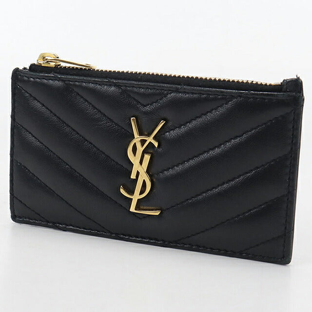 中古 サンローラン コインケース レディース ブランド SAINT LAURENT カサンドラ フラグメント ジップカードケース 607915 ブラック 財布 USDSL103633011