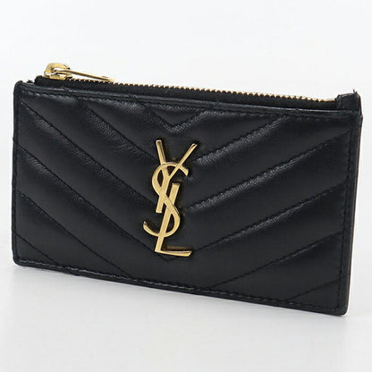 中古 サンローラン コインケース レディース ブランド SAINT LAURENT カサンドラ フラグメント ジップカードケース 607915 ブラック 財布 USDSL103633011