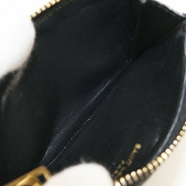 中古 サンローラン コインケース レディース ブランド SAINT LAURENT カサンドラ フラグメント ジップカードケース 607915 ブラック 財布 USDSL103633011