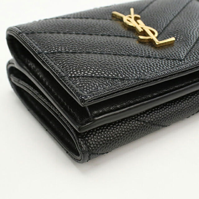 サンローラン / SAINT LAURENT　モノグラム 三つ折り タイニーウォレット / コンパクトウォレット　505118　レザー　ブラック 【中古】 商品番号 S-159987 SAINT LAURENT PARIS】サンローランパリ『タイニーウォレット