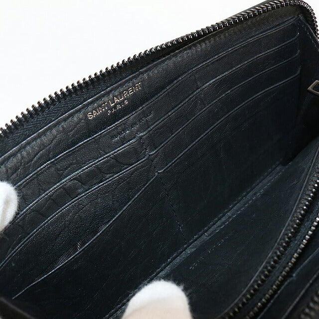 中古 サンローラン 長財布ラウンドファスナー レディース ブランド SAINT LAURENT フルジップウォレット 617415 ブラック 財布 USDSL103694011