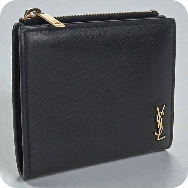 中古 サンローラン 二つ折り財布 レディース ブランド SAINT LAURENT 635265 ブラック 財布 USDSL103695011