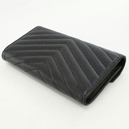 中古 サンローラン 長財布二折 レディース ブランド SAINT LAURENT ラージフラップウォレット 372264 ブラック 財布 USDSL103840011