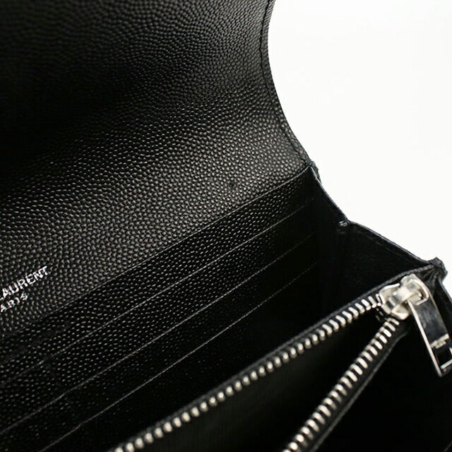 中古 サンローラン 長財布二折 レディース ブランド SAINT LAURENT ラージフラップウォレット 372264 ブラック 財布 USDSL103840011