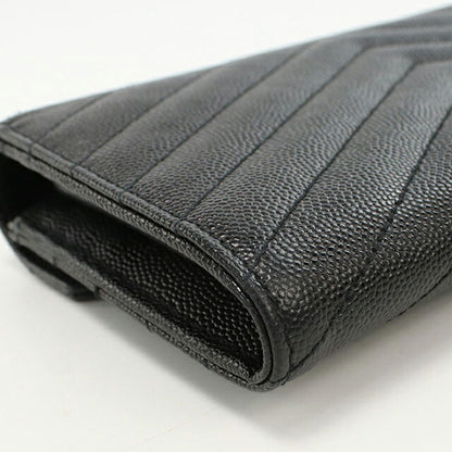 中古 サンローラン 長財布二折 レディース ブランド SAINT LAURENT ラージフラップウォレット 372264 ブラック 財布 USDSL103840011