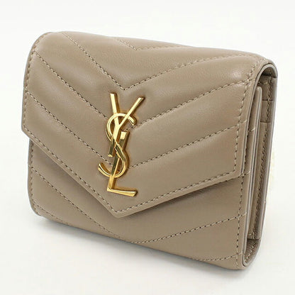 中古 サンローラン 三つ折り財布 レディース ブランド SAINT LAURENT カサンドラ マルチフォールドウォレット 692061 ベージュ 財布 USDSL103842011