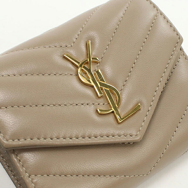 Yves Saint Laurent ベージュ三つ折り財布 Saint Laurent サンローラン 三つ折り財布 財布 レディース モノグラム
