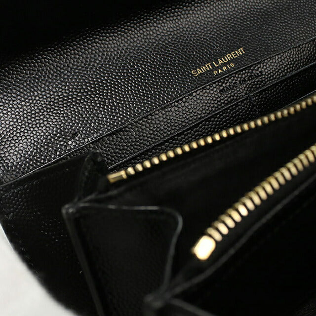 中古 サンローラン 長財布二折 レディース ブランド SAINT LAURENT ラージフラップウォレット 372264 ブラック 財布 USDSL103988011