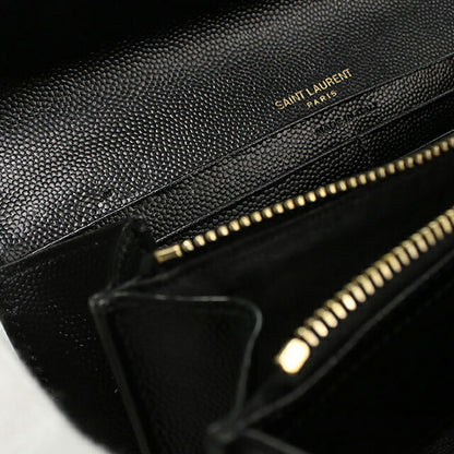 中古 サンローラン 長財布二折 レディース ブランド SAINT LAURENT ラージフラップウォレット 372264 ブラック 財布 USDSL103988011