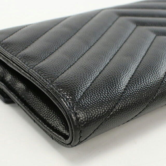 中古 サンローラン 長財布二折 レディース ブランド SAINT LAURENT ラージフラップウォレット 372264 ブラック 財布 USDSL103988011