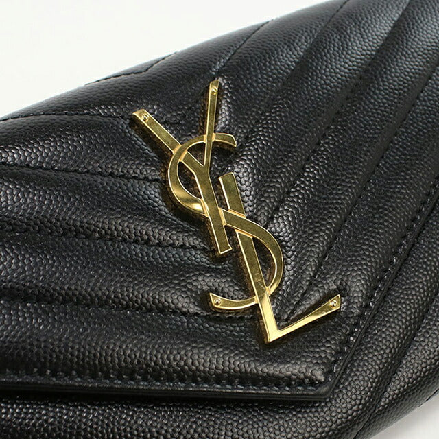 中古 サンローラン 長財布二折 レディース ブランド SAINT LAURENT ラージフラップウォレット 372264 ブラック 財布 USDSL103988011