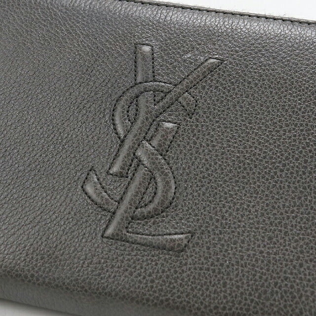 中古 サンローラン 長財布ラウンドファスナー レディース ブランド SAINT LAURENT モノグラム レザー 568995 グレー 財布 USDSL104521011