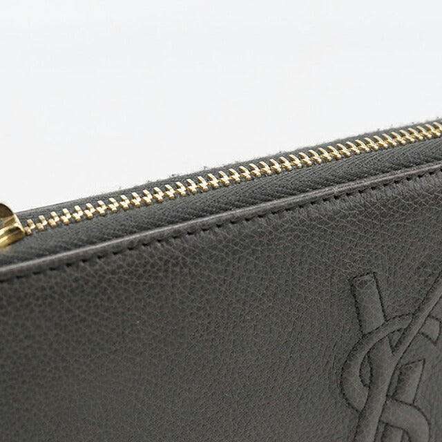 中古 サンローラン 長財布ラウンドファスナー レディース ブランド SAINT LAURENT モノグラム レザー 568995 グレー 財布 USDSL104521011