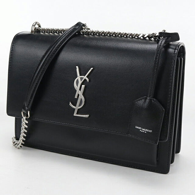 中古 サンローラン ショルダーバッグ レディース ブランド SAINT LAURENT YSLモノグラム サンセット ミディアム レザー 442906 ブラック USDSL104918011