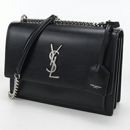 中古 サンローラン ショルダーバッグ レディース ブランド SAINT LAURENT YSLモノグラム サンセット ミディアム レザー 442906 ブラック USDSL104918011