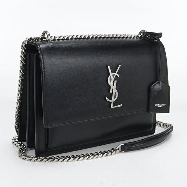 中古 サンローラン ショルダーバッグ レディース ブランド SAINT LAURENT YSLモノグラム サンセット ミディアム レザー 442906 ブラック USDSL104918011