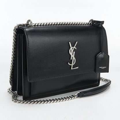 中古 サンローラン ショルダーバッグ レディース ブランド SAINT LAURENT YSLモノグラム サンセット ミディアム レザー 442906 ブラック USDSL104918011