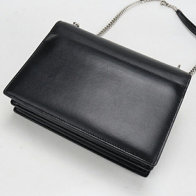 中古 サンローラン ショルダーバッグ レディース ブランド SAINT LAURENT YSLモノグラム サンセット ミディアム レザー 442906 ブラック USDSL104918011