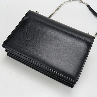 中古 サンローラン ショルダーバッグ レディース ブランド SAINT LAURENT YSLモノグラム サンセット ミディアム レザー 442906 ブラック USDSL104918011