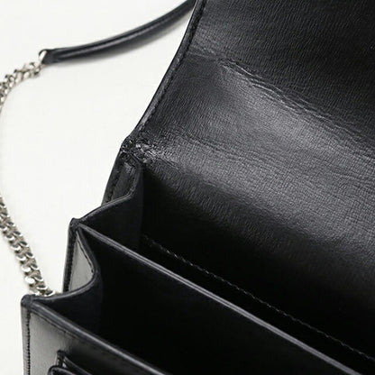 中古 サンローラン ショルダーバッグ レディース ブランド SAINT LAURENT YSLモノグラム サンセット ミディアム レザー 442906 ブラック USDSL104918011