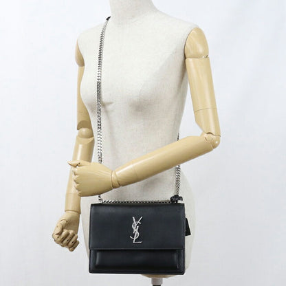 中古 サンローラン ショルダーバッグ レディース ブランド SAINT LAURENT YSLモノグラム サンセット ミディアム レザー 442906 ブラック USDSL104918011