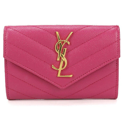 中古 サンローラン 名刺入れ レディース ブランド SAINT LAURENT カサンドラ エンベロープウォレット レザー 414404 ピンク 小物 USDSL105267011