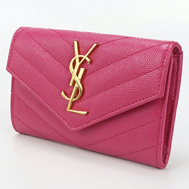 中古 サンローラン 名刺入れ レディース ブランド SAINT LAURENT カサンドラ エンベロープウォレット レザー 414404 ピンク 小物 USDSL105267011