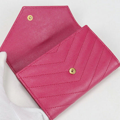 中古 サンローラン 名刺入れ レディース ブランド SAINT LAURENT カサンドラ エンベロープウォレット レザー 414404 ピンク 小物 USDSL105267011