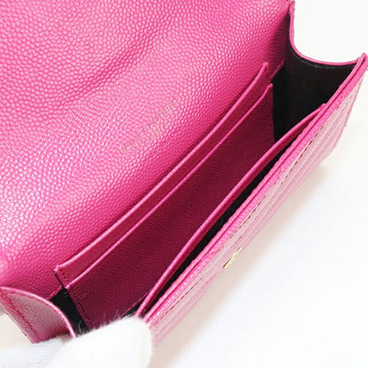 中古 サンローラン 名刺入れ レディース ブランド SAINT LAURENT カサンドラ エンベロープウォレット レザー 414404 ピンク 小物 USDSL105267011